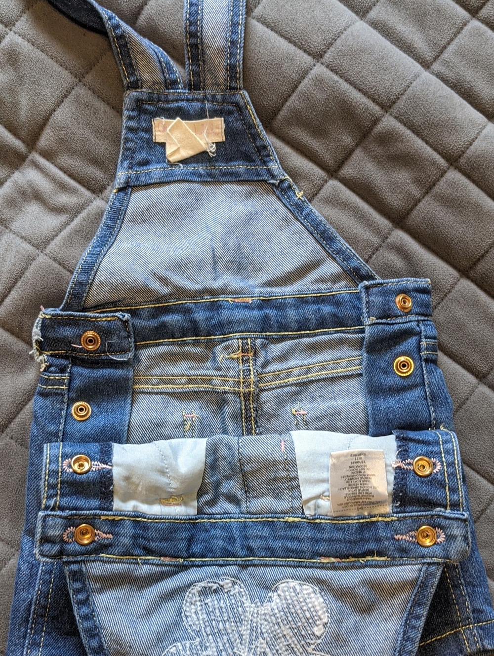 Colette Lilly Baby Girl Butterfly Sequin Denim Shortalls Overalls Size 12M - Picture 7 of 11